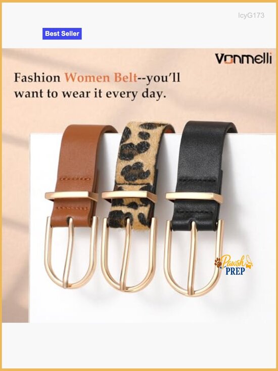 3 Pack Women\'s Belts for Jeans Gold Buckle Faux Leather Dress Belt main image 7